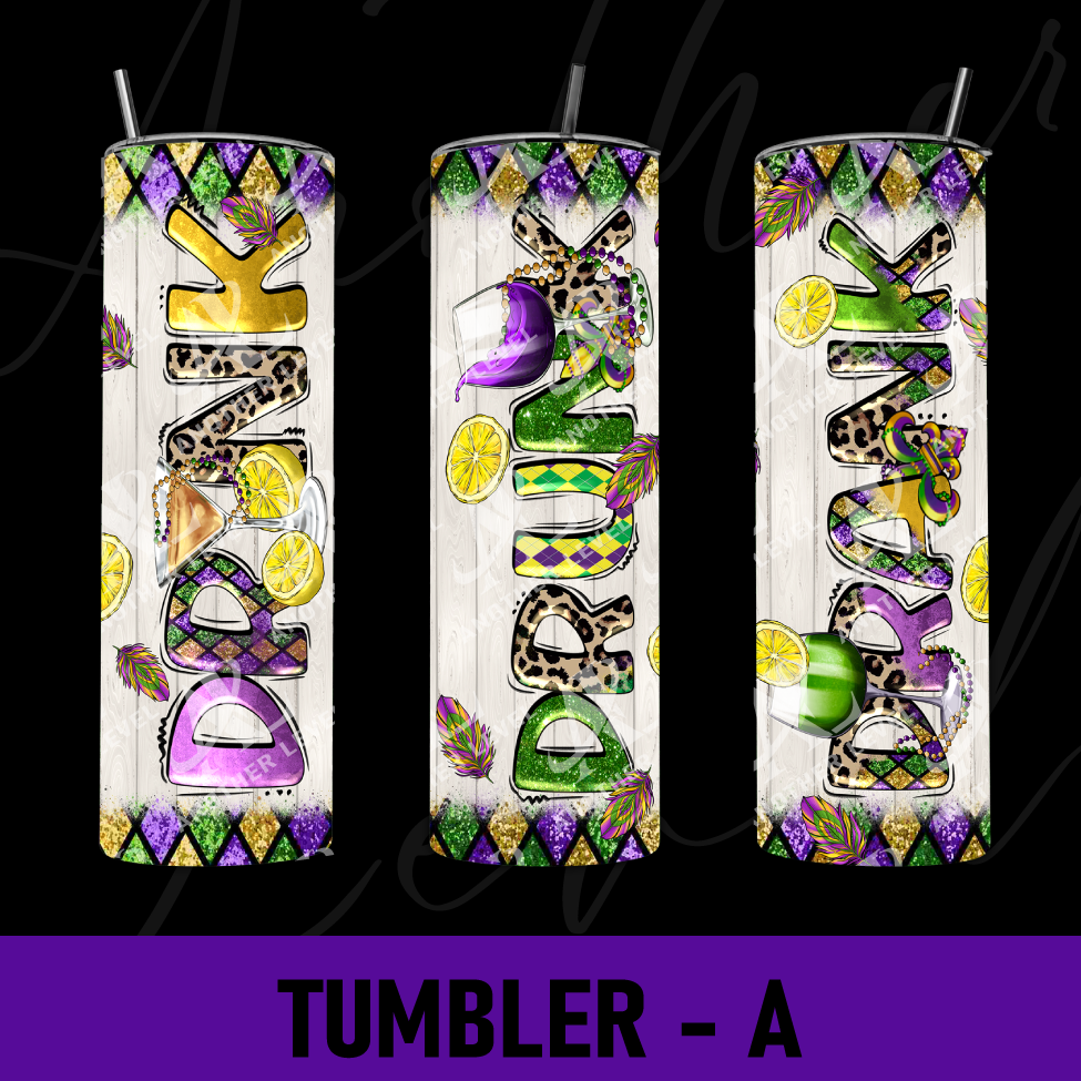 Mardi Gras Tumbler -A