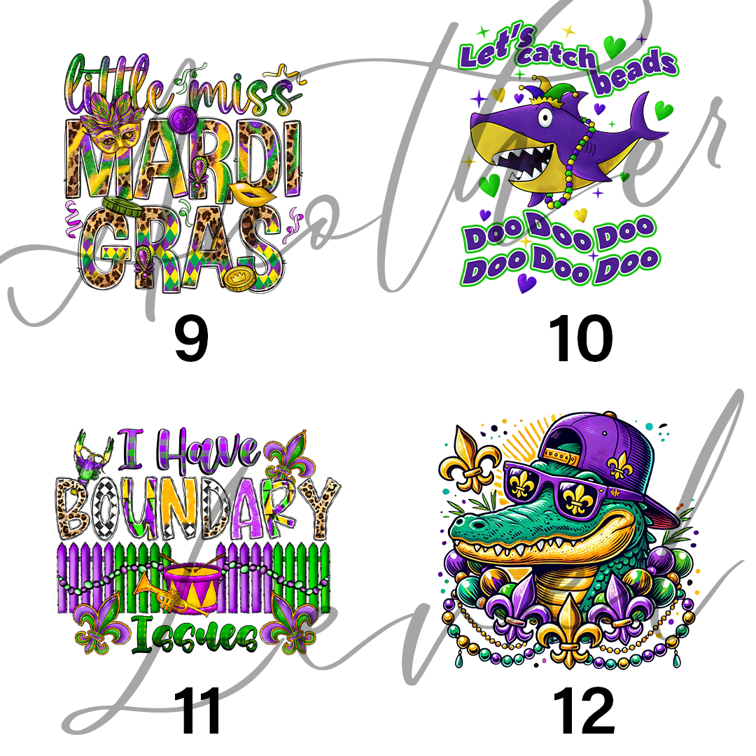 Unisex Mardi Gras Top White - Pick Design 1-28