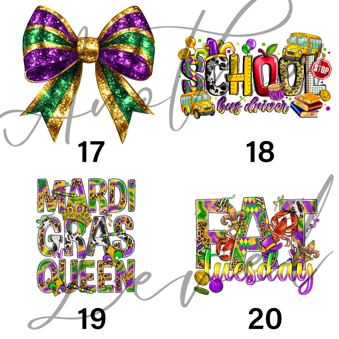 Unisex Mardi Gras Top White - Pick Design 1-28