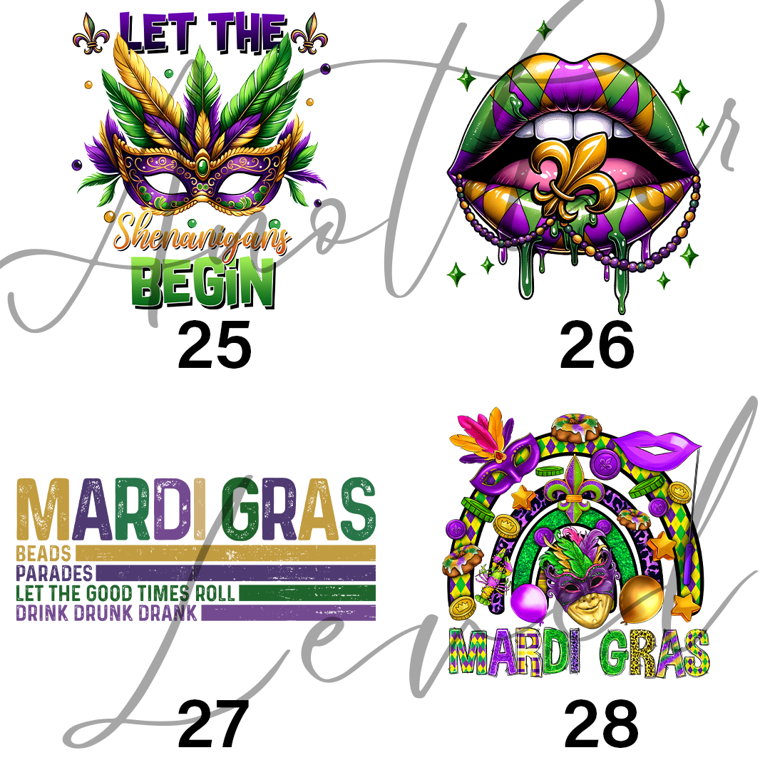 Unisex Mardi Gras Top White - Pick Design 1-28