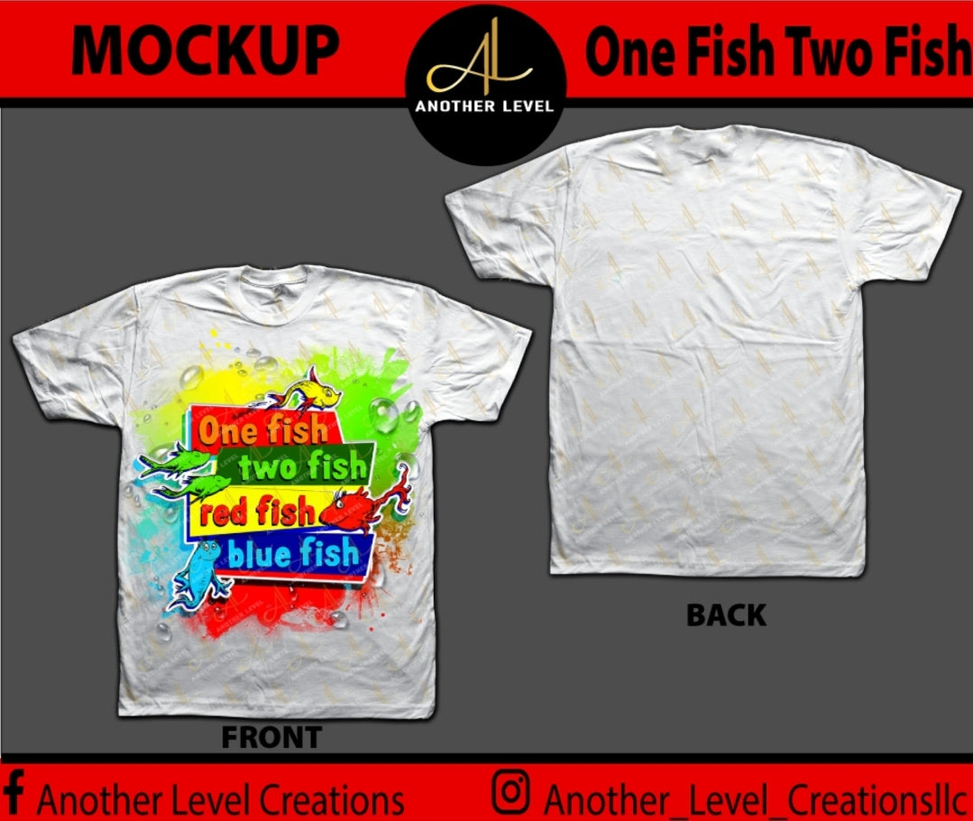 Dr. Seuss One Fish Two Fish Over Print/Center Print Shirt