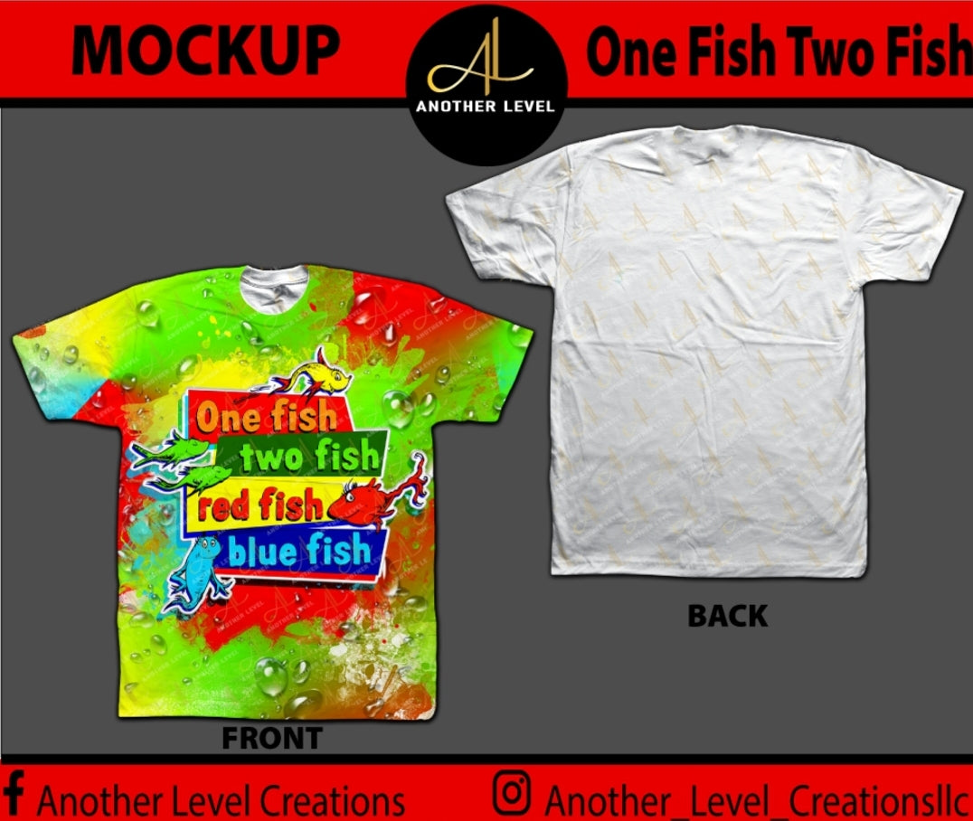 Dr. Seuss One Fish Two Fish Over Print/Center Print Shirt