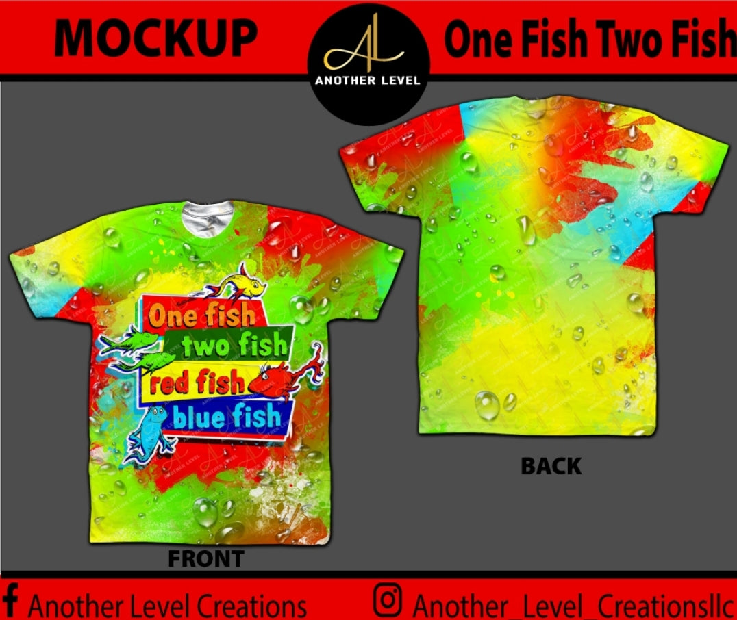 Dr. Seuss One Fish Two Fish Over Print/Center Print Shirt