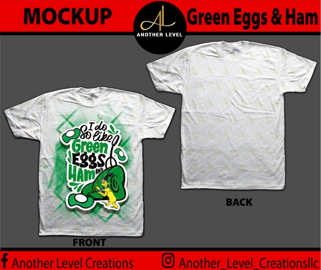 Dr. Seuss Green Eggs Over Print/Center Print Shirt
