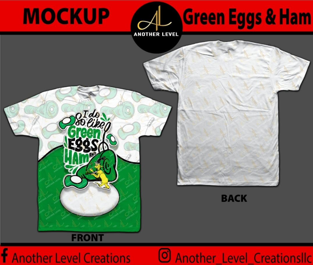 Dr. Seuss Green Eggs Over Print/Center Print Shirt