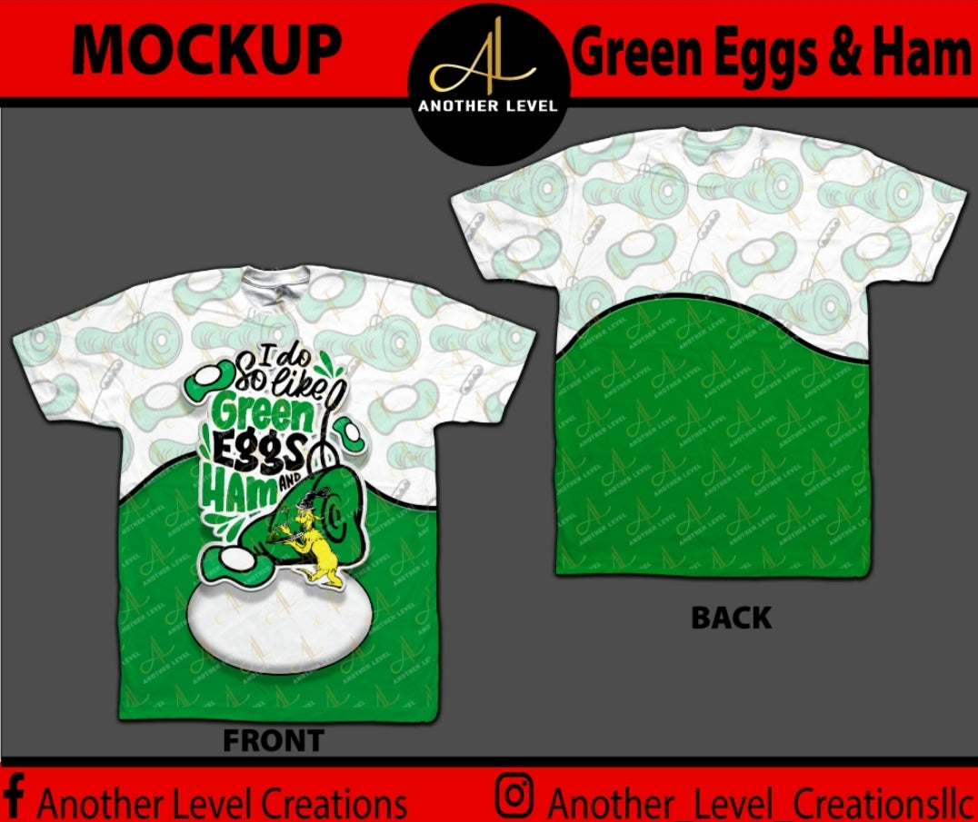 Dr. Seuss Green Eggs Over Print/Center Print Shirt