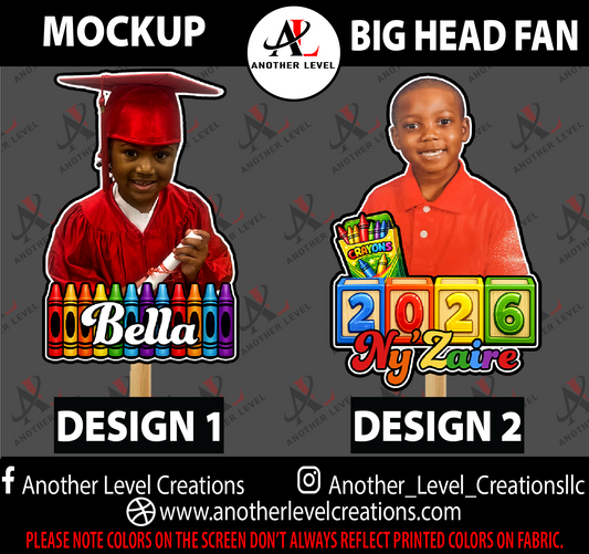 Kindergarten/Pre-k Big Head Fan- ESJH Sugarette Fundraiser