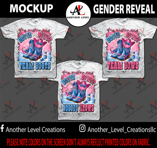 Boots or Bows - Gender Reveal Center Print Shirt