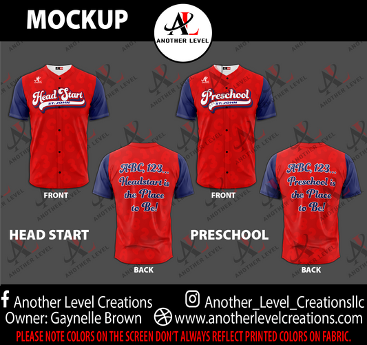 Head Start/Preschool Baseball Jersey (Deadline October 10th)