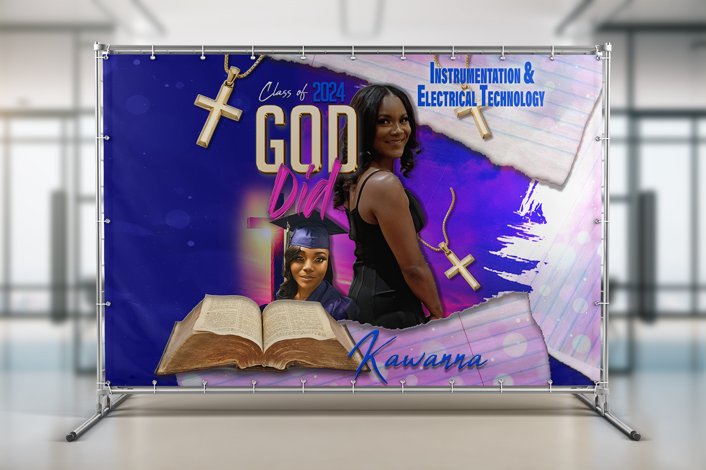 Kawanna - Graduation Banner & Backdrops - God Did