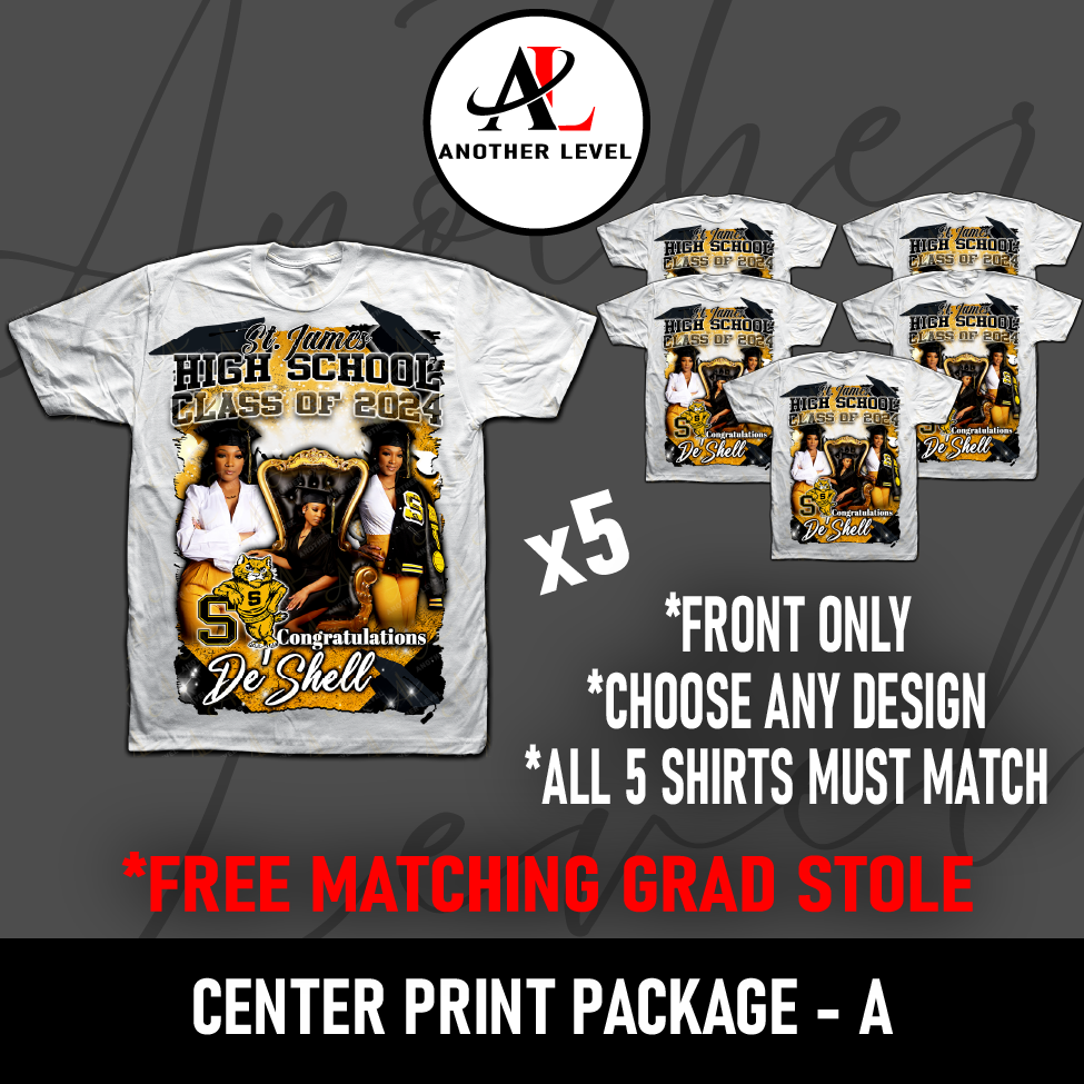 Graduation Center Print T-Shirt Package