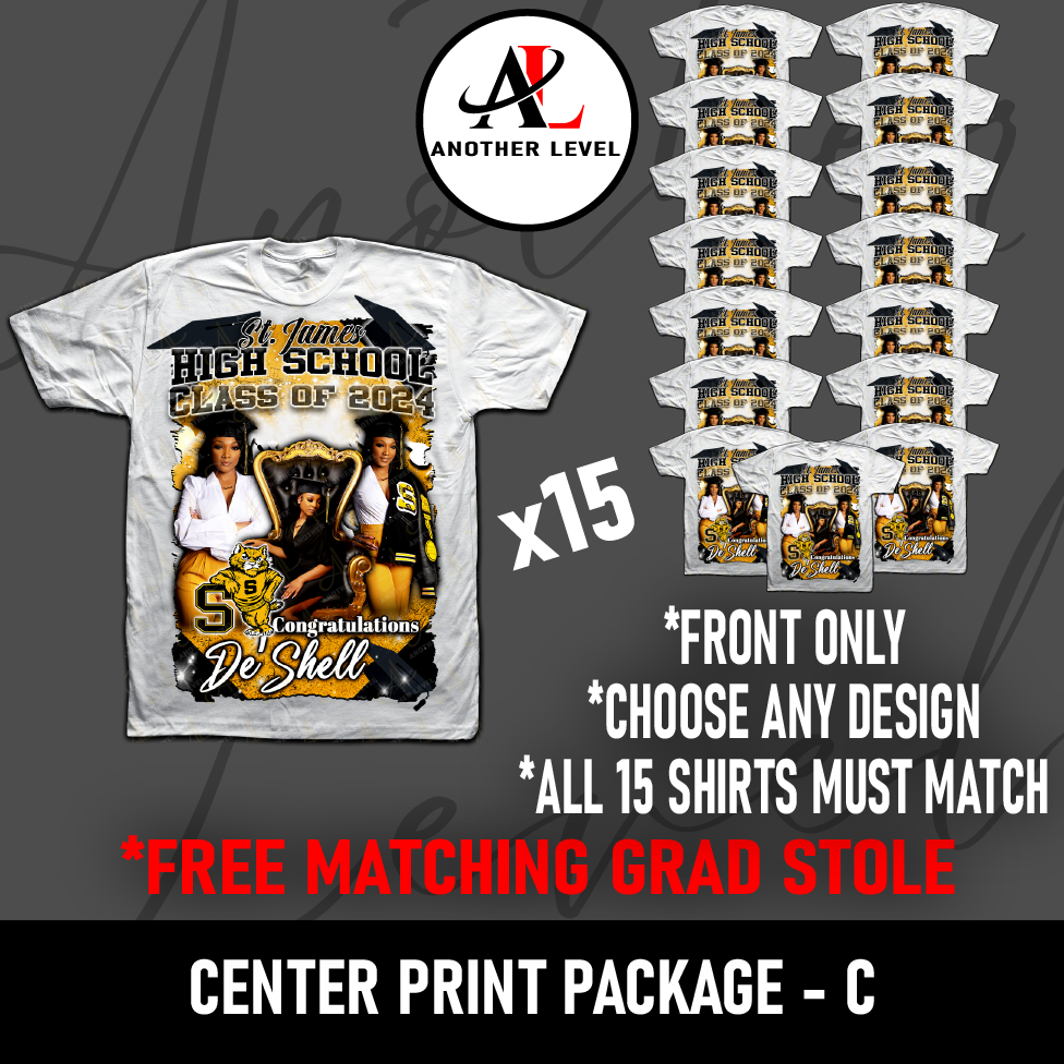 Graduation Center Print T-Shirt Package