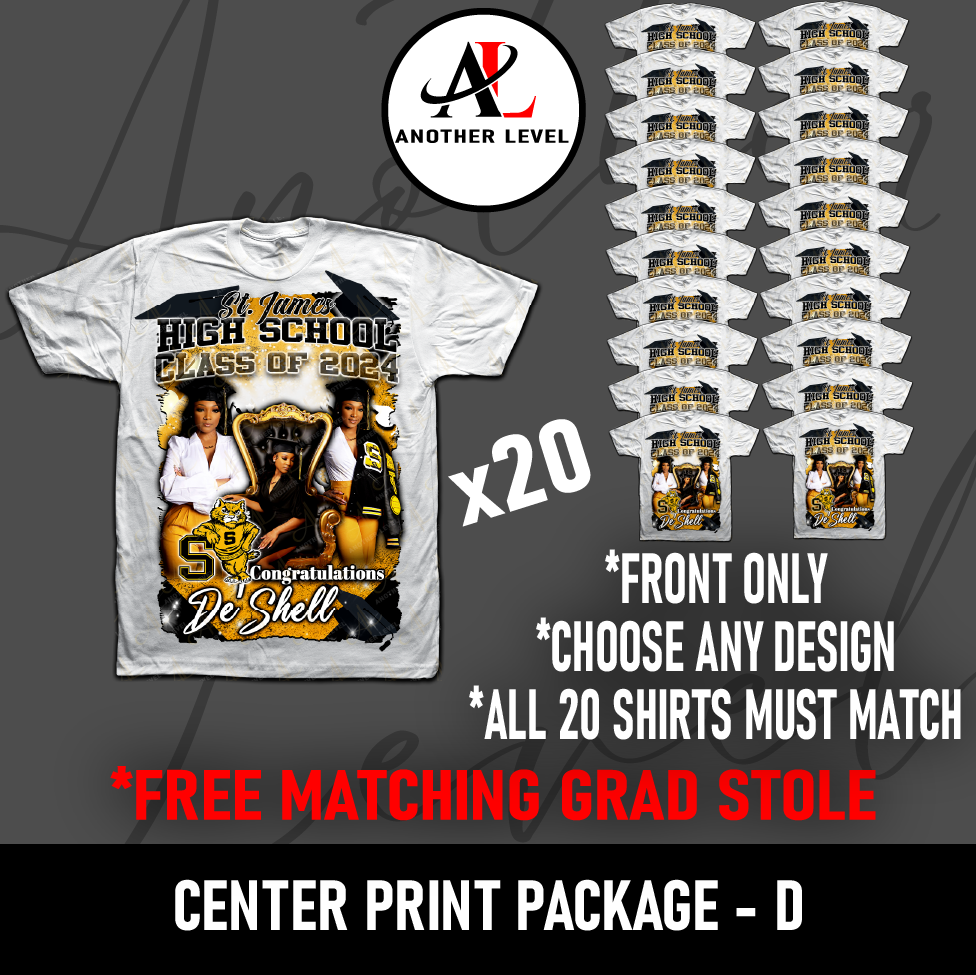 Graduation Center Print T-Shirt Package