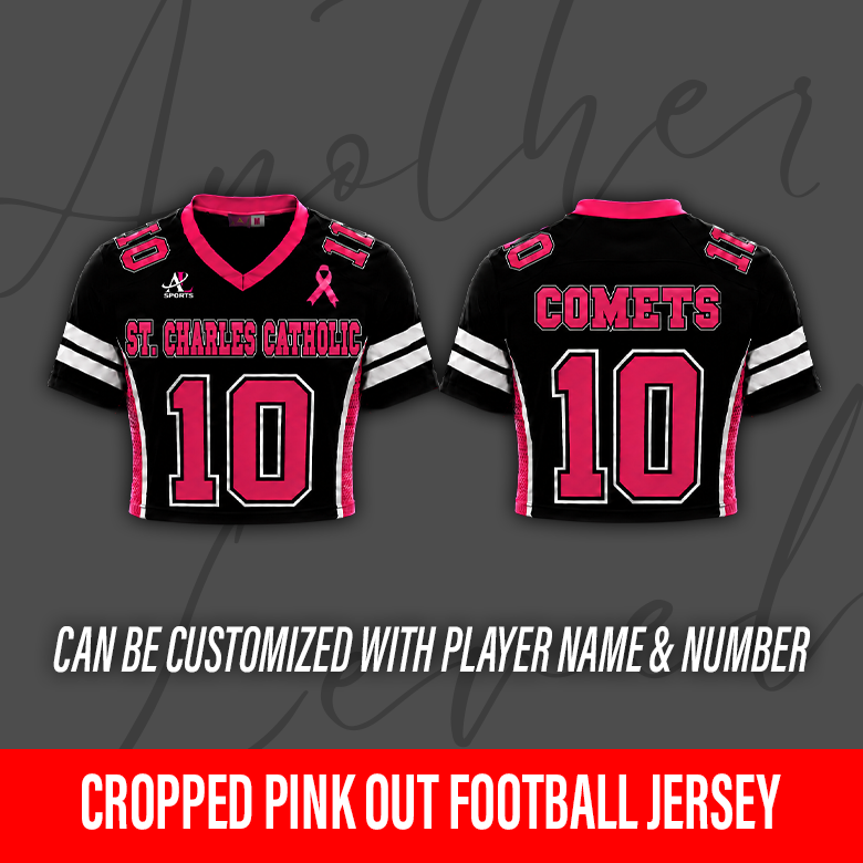 Women's Cropped Pink Out Football Jersey – St. Charles Catholic High School