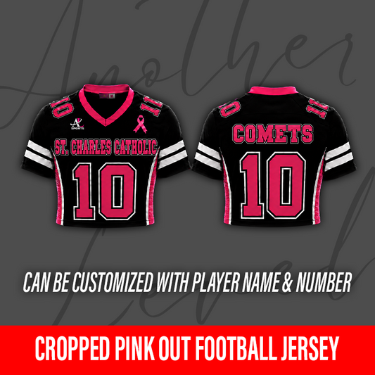Women's Cropped Pink Out Football Jersey – St. Charles Catholic High School