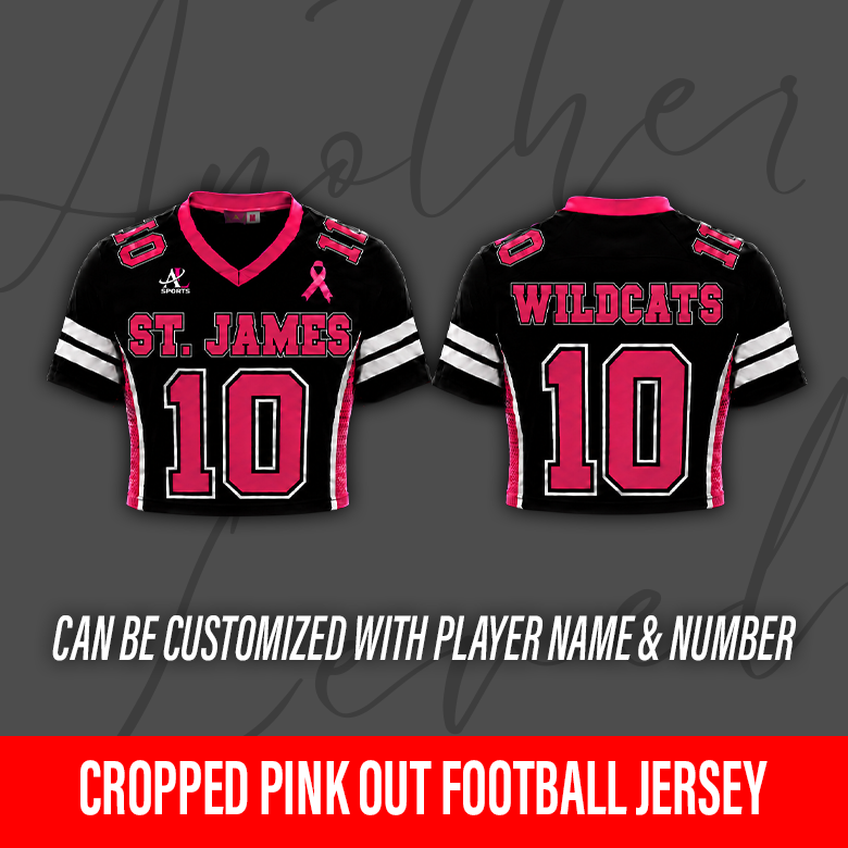 Women's Cropped Pink Out Football Jersey – St. James High School
