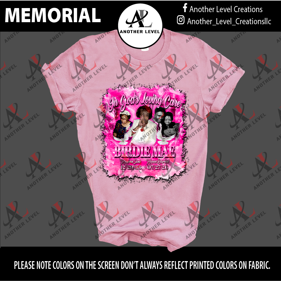 Cotton Pink DTF Center Print Shirt - Birdie