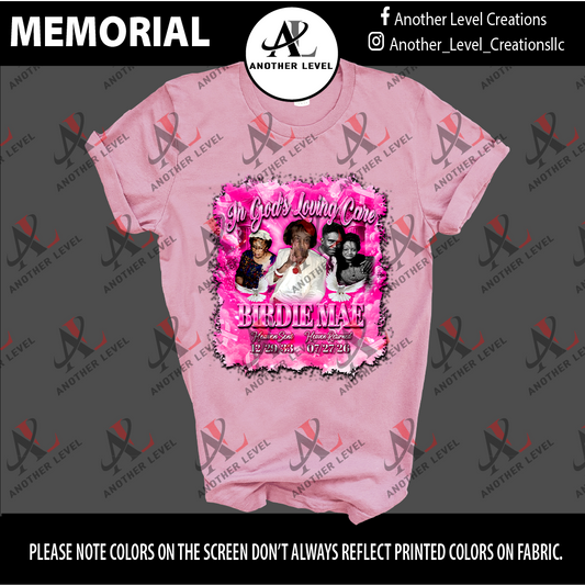 Cotton Pink DTF Center Print Shirt - Birdie