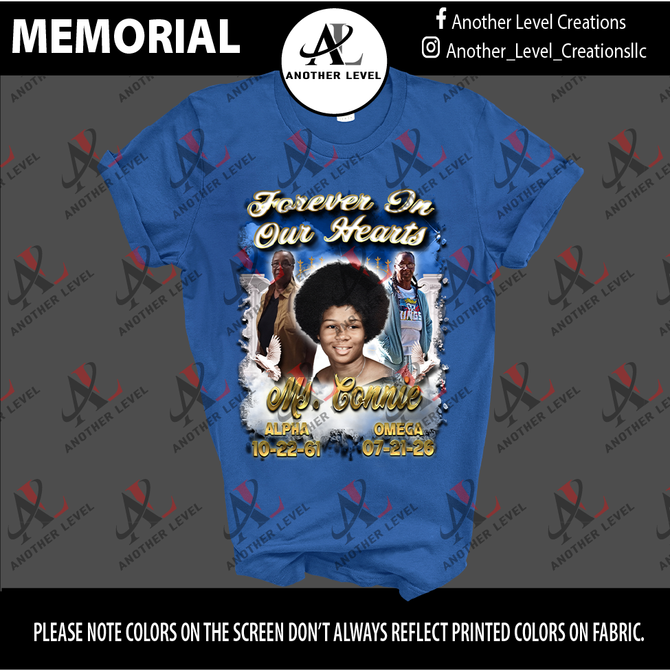 Cotton Royal Blue DTF Center Print Shirt - Connie
