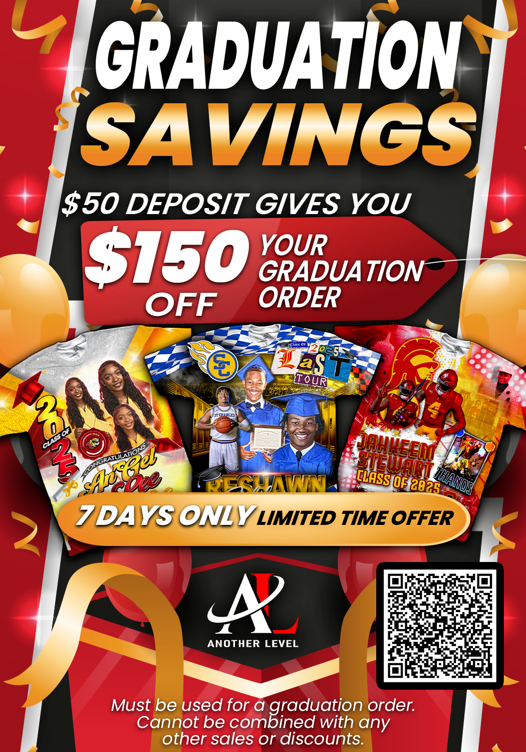 Graduation Early Bird Deposit – $150 Credit Promo