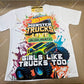 Girls Like Trucks Too - Hot Wheels Monster Truck Glow Party Center Print Shirt