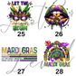 Unisex Mardi Gras Top White - Pick Design 1-28