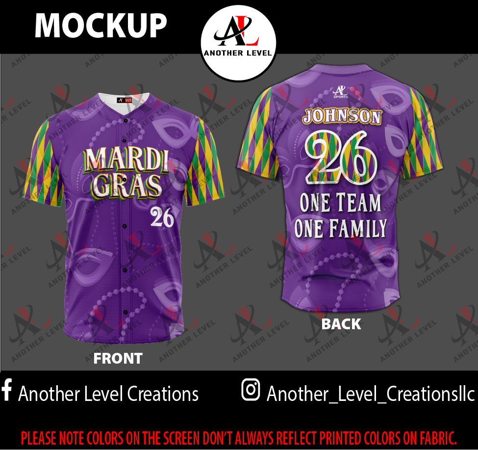 Baseball Jersey - Mardi Gras Krewe1