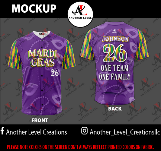Baseball Jersey - Mardi Gras Krewe1